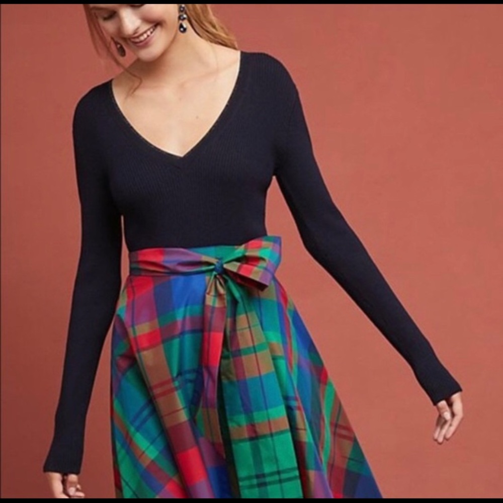 Anthropologie plaid skirt with bow